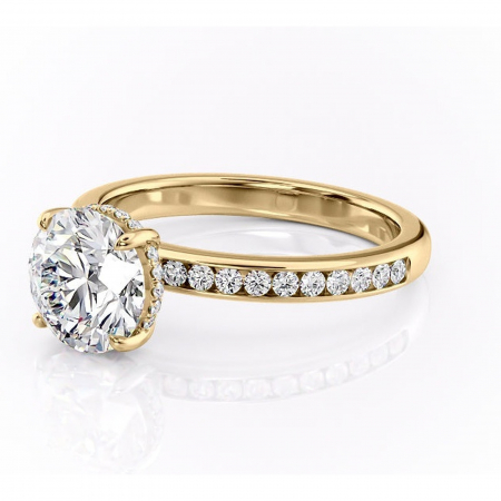 Inel de logodnă Jade din aur Galben 14kt cu moissanite tăietură rotundă – Montură cu canal rafinată pentru profil înalt | Personalizează și configurează gratuit online [6]