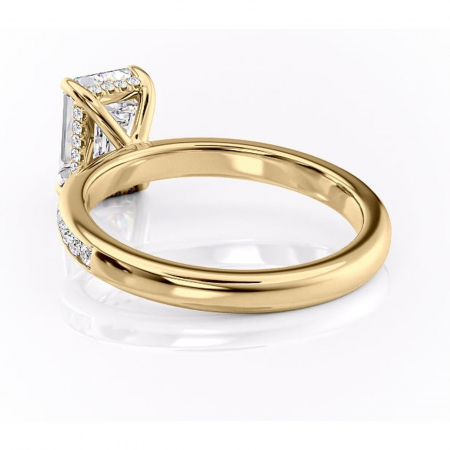 Inel de logodnă Jade din aur Galben 14kt cu moissanite tăietură smarald – Montură cu canal rafinată pentru profil înalt | Personalizează și configurează gratuit online [3]