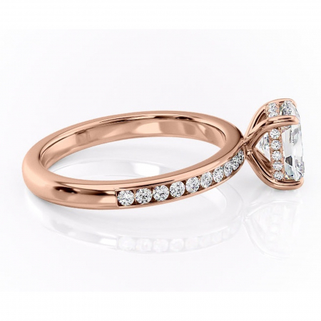 Inel de logodnă Jade din aur Rose 14kt cu moissanite tăietură asscher – Montură cu canal rafinată pentru profil înalt | Personalizează și configurează gratuit online [1]