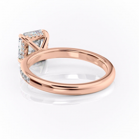 Inel de logodnă Jade din aur Rose 14kt cu moissanite tăietură asscher – Montură cu canal rafinată pentru profil înalt | Personalizează și configurează gratuit online [3]