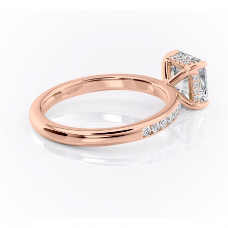 Inel de logodnă Jade din aur Rose 14kt cu moissanite tăietură asscher – Montură cu canal rafinată pentru profil înalt | Personalizează și configurează gratuit online [2]