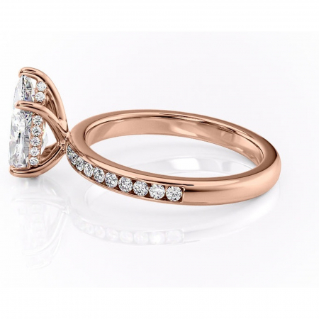 Inel de logodnă Jade din aur Rose 14kt cu moissanite tăietură pară – Montură cu canal rafinată pentru profil înalt | Personalizează și configurează gratuit online [5]
