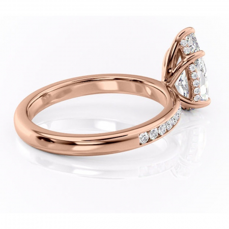 Inel de logodnă Jade din aur Rose 14kt cu moissanite tăietură pară – Montură cu canal rafinată pentru profil înalt | Personalizează și configurează gratuit online [2]