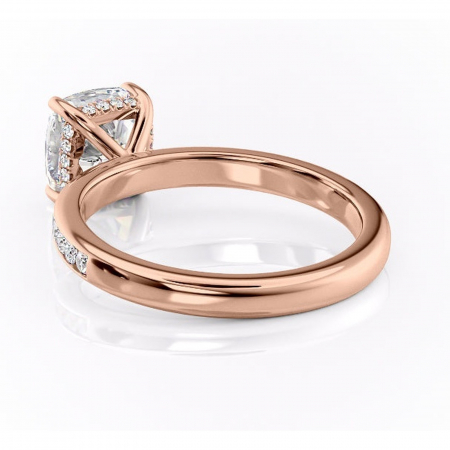 Inel de logodnă Jade din aur Rose 18kt cu moissanite tăietură pernă – Montură cu canal rafinată pentru profil înalt | Personalizează și configurează gratuit online [3]