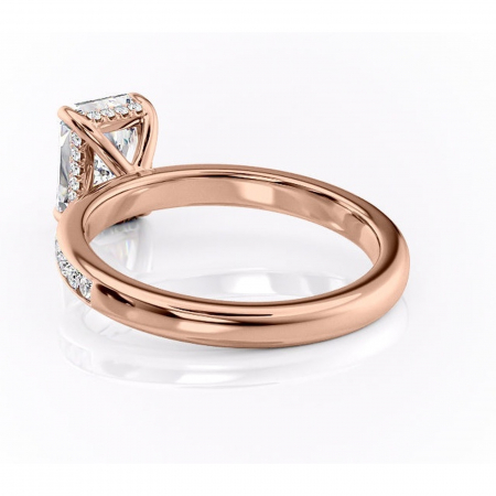 Inel de logodnă Jade din aur Rose 14kt cu moissanite tăietură radiantă – Montură cu canal rafinată pentru profil înalt | Personalizează și configurează gratuit online [3]