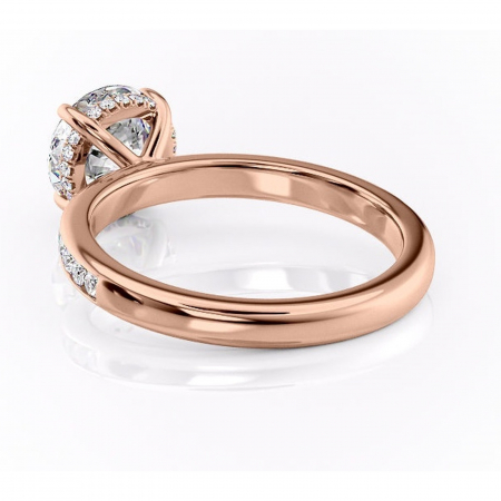 Inel de logodnă Jade din aur Rose 14kt cu moissanite tăietură rotundă – Montură cu canal rafinată pentru profil înalt | Personalizează și configurează gratuit online [3]