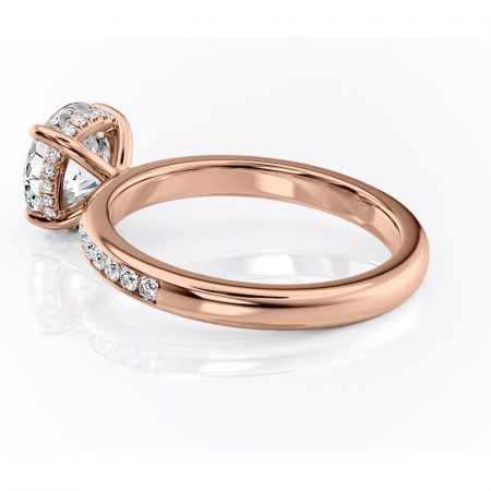 Inel de logodnă Jade din aur Rose 14kt cu moissanite tăietură rotundă – Montură cu canal rafinată pentru profil înalt | Personalizează și configurează gratuit online [4]
