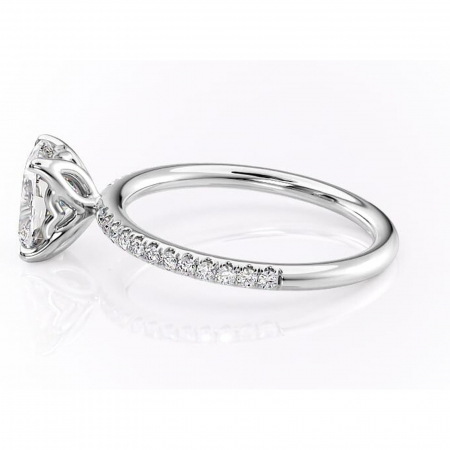 Inel de logodnă Jessamine din aur Alb 14kt cu moissanite tăietură pernă – Montură pavé rafinată pentru profil înalt | Personalizează și configurează gratuit online [5]