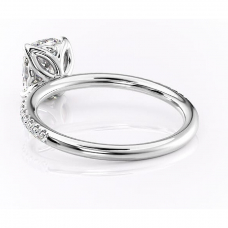 Inel de logodnă Jessamine din aur Alb 14kt cu moissanite tăietură pernă – Montură pavé rafinată pentru profil înalt | Personalizează și configurează gratuit online [3]
