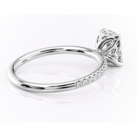 Inel de logodnă Jessamine din aur Alb 14kt cu moissanite tăietură pernă – Montură pavé rafinată pentru profil înalt | Personalizează și configurează gratuit online [2]