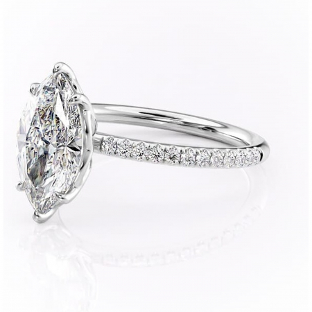 Inel de logodnă Jessamine din aur Alb 14kt cu moissanite tăietură marquise – Montură pavé rafinată pentru profil înalt | Personalizează și configurează gratuit online [6]