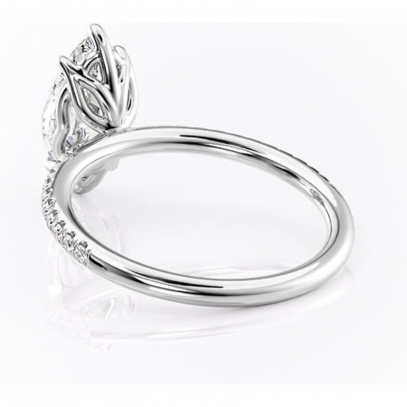 Inel de logodnă Jessamine din aur Alb 14kt cu moissanite tăietură marquise – Montură pavé rafinată pentru profil înalt | Personalizează și configurează gratuit online [3]