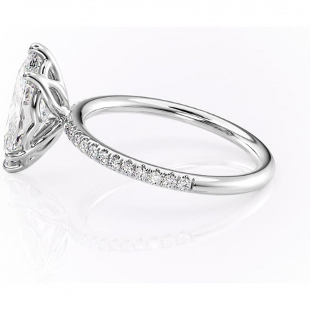 Inel de logodnă Jessamine din aur Alb 14kt cu moissanite tăietură marquise – Montură pavé rafinată pentru profil înalt | Personalizează și configurează gratuit online [5]