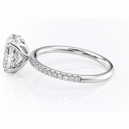 Inel de logodnă Jessamine din aur Alb 14kt cu moissanite tăietură ovală – Montură pavé rafinată pentru profil înalt | Personalizează și configurează gratuit online [5]