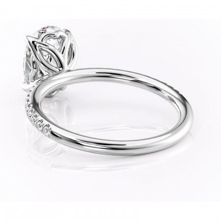 Inel de logodnă Jessamine din aur Alb 14kt cu moissanite tăietură ovală – Montură pavé rafinată pentru profil înalt | Personalizează și configurează gratuit online [3]