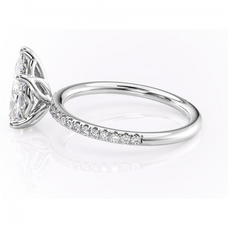 Inel de logodnă Jessamine din aur Alb 14kt cu moissanite tăietură pară – Montură pavé rafinată pentru profil înalt | Personalizează și configurează gratuit online [5]