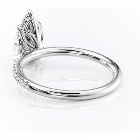 Inel de logodnă Jessamine din aur Alb 14kt cu moissanite tăietură pară – Montură pavé rafinată pentru profil înalt | Personalizează și configurează gratuit online [3]