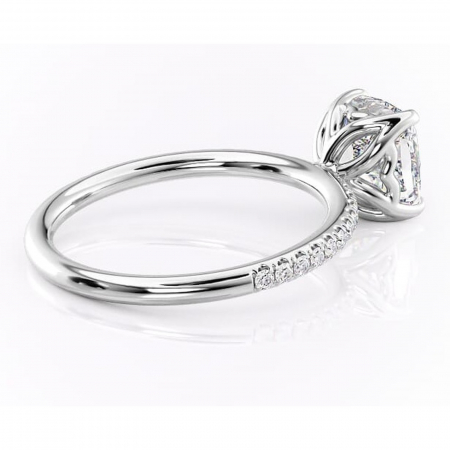 Inel de logodnă Jessamine din aur Alb 14kt cu moissanite tăietură pernă – Montură pavé rafinată pentru profil înalt | Personalizează și configurează gratuit online [2]