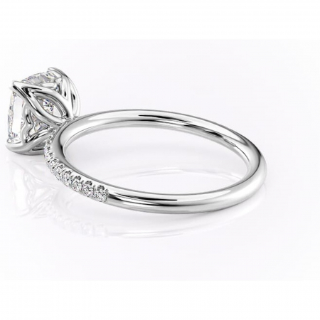 Inel de logodnă Jessamine din aur Alb 14kt cu moissanite tăietură pernă – Montură pavé rafinată pentru profil înalt | Personalizează și configurează gratuit online [4]