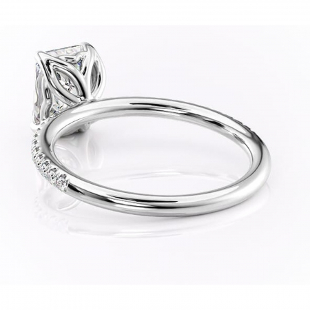 Inel de logodnă Jessamine din aur Alb 14kt cu moissanite tăietură radiantă – Montură pavé rafinată pentru profil înalt | Personalizează și configurează gratuit online [3]