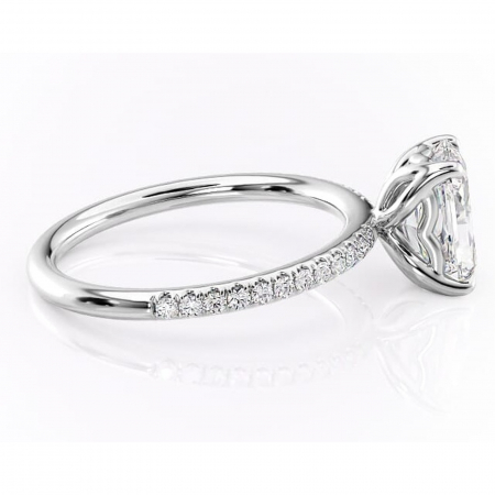 Inel de logodnă Jessamine din aur Alb 14kt cu moissanite tăietură radiantă – Montură pavé rafinată pentru profil înalt | Personalizează și configurează gratuit online [1]