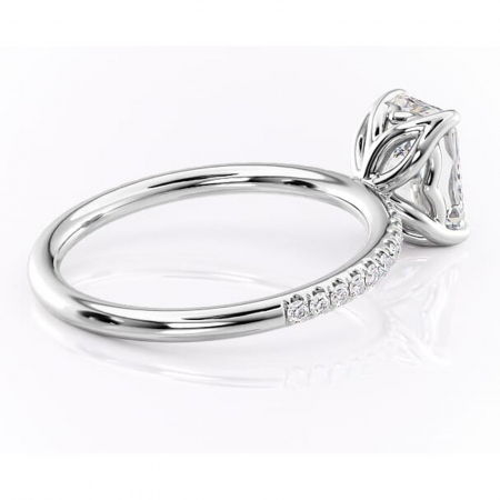 Inel de logodnă Jessamine din aur Alb 14kt cu moissanite tăietură radiantă – Montură pavé rafinată pentru profil înalt | Personalizează și configurează gratuit online [2]