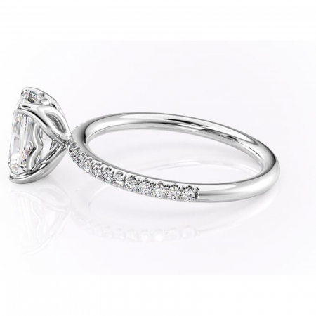 Inel de logodnă Jessamine din aur Alb 14kt cu moissanite tăietură radiantă – Montură pavé rafinată pentru profil înalt | Personalizează și configurează gratuit online [5]