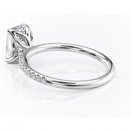 Inel de logodnă Jessamine din aur Alb 14kt cu moissanite tăietură radiantă – Montură pavé rafinată pentru profil înalt | Personalizează și configurează gratuit online [4]