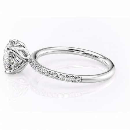 Inel de logodnă Jessamine din aur Alb 14kt cu moissanite tăietură rotundă – Montură pavé rafinată pentru profil înalt | Personalizează și configurează gratuit online [5]