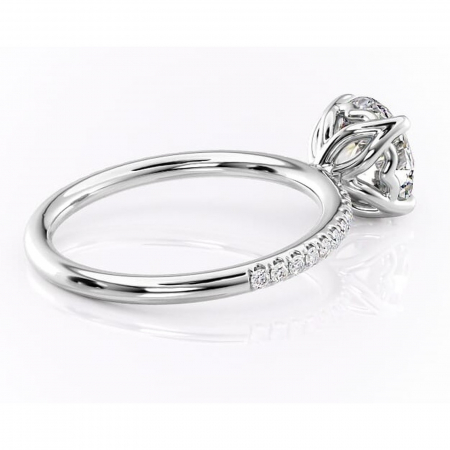 Inel de logodnă Jessamine din aur Alb 14kt cu moissanite tăietură rotundă – Montură pavé rafinată pentru profil înalt | Personalizează și configurează gratuit online [2]