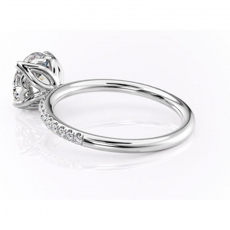 Inel de logodnă Jessamine din aur Alb 14kt cu moissanite tăietură rotundă – Montură pavé rafinată pentru profil înalt | Personalizează și configurează gratuit online [4]