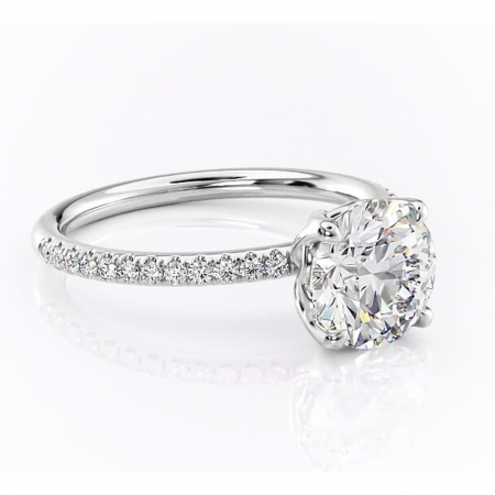 Accent - Inel de logodnă Jessamine din aur Alb 14kt cu moissanite tăietură rotundă – Montură pavé rafinată pentru profil înalt | Personalizează și configurează gratuit online