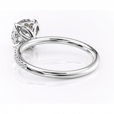 Inel de logodnă Jessamine din aur Alb 14kt cu moissanite tăietură rotundă – Montură pavé rafinată pentru profil înalt | Personalizează și configurează gratuit online [3]