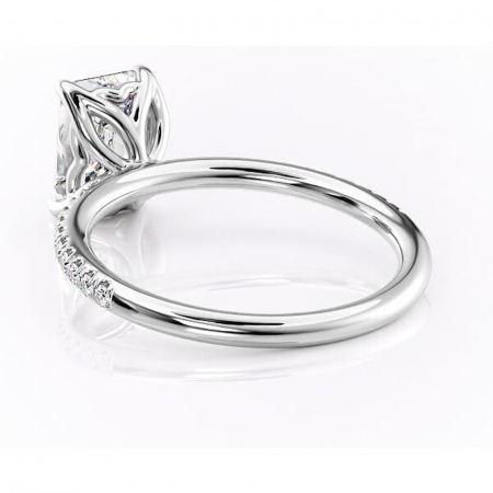 Inel de logodnă Jessamine din aur Alb 14kt cu moissanite tăietură smarald – Montură pavé rafinată pentru profil înalt | Personalizează și configurează gratuit online [3]