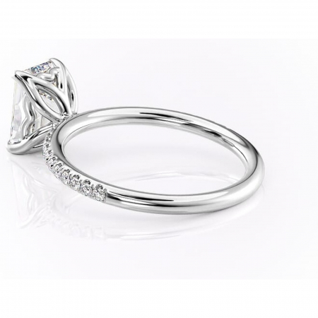 Inel de logodnă Jessamine din aur Alb 14kt cu moissanite tăietură smarald – Montură pavé rafinată pentru profil înalt | Personalizează și configurează gratuit online [4]