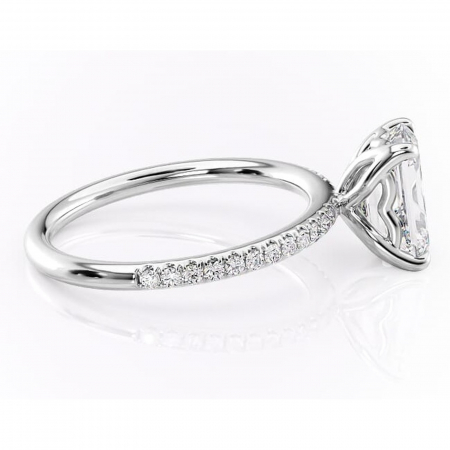 Inel de logodnă Jessamine din aur Alb 14kt cu moissanite tăietură smarald – Montură pavé rafinată pentru profil înalt | Personalizează și configurează gratuit online [1]