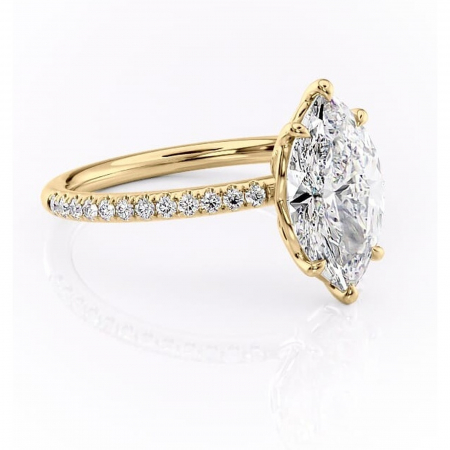Aur galben - Inel de logodnă Jessamine din aur Galben 18kt cu moissanite tăietură marquise – Montură pavé rafinată pentru profil înalt | Personalizează și configurează gratuit online