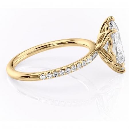 Inel de logodnă Jessamine din aur Galben 14kt cu moissanite tăietură marquise – Montură pavé rafinată pentru profil înalt | Personalizează și configurează gratuit online [1]