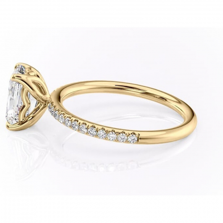 Inel de logodnă Jessamine din aur Galben 14kt cu moissanite tăietură radiantă – Montură pavé rafinată pentru profil înalt | Personalizează și configurează gratuit online [5]