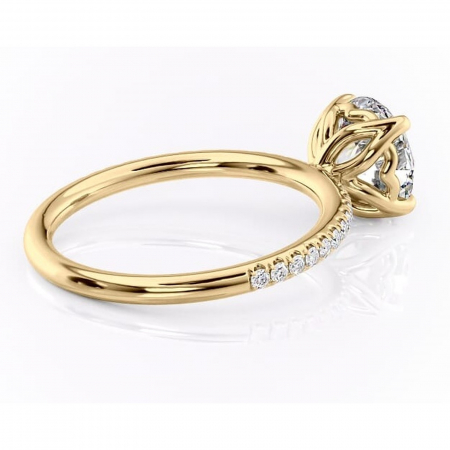 Inel de logodnă Jessamine din aur Galben 14kt cu moissanite tăietură rotundă – Montură pavé rafinată pentru profil înalt | Personalizează și configurează gratuit online [2]