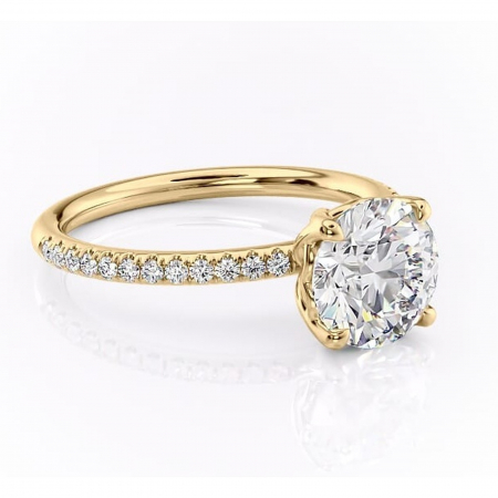 Aur galben - Inel de logodnă Jessamine din aur Galben 14kt cu moissanite tăietură rotundă – Montură pavé rafinată pentru profil înalt | Personalizează și configurează gratuit online