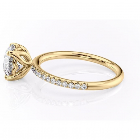 Inel de logodnă Jessamine din aur Galben 14kt cu moissanite tăietură rotundă – Montură pavé rafinată pentru profil înalt | Personalizează și configurează gratuit online [5]