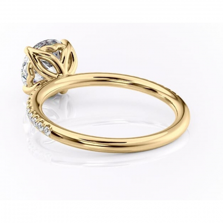 Inel de logodnă Jessamine din aur Galben 14kt cu moissanite tăietură rotundă – Montură pavé rafinată pentru profil înalt | Personalizează și configurează gratuit online [3]