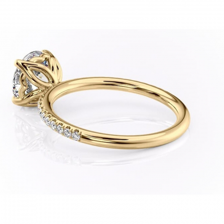 Inel de logodnă Jessamine din aur Galben 14kt cu moissanite tăietură rotundă – Montură pavé rafinată pentru profil înalt | Personalizează și configurează gratuit online [4]