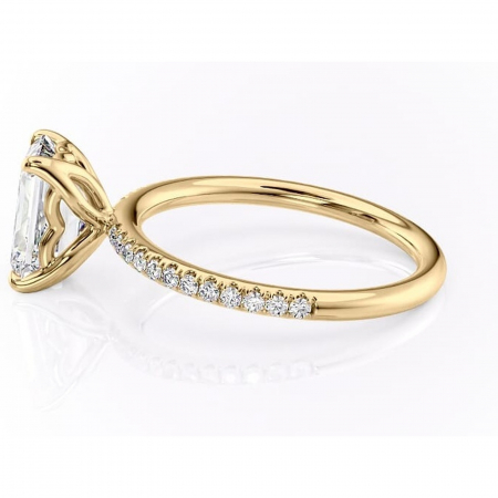 Inel de logodnă Jessamine din aur Galben 14kt cu moissanite tăietură smarald – Montură pavé rafinată pentru profil înalt | Personalizează și configurează gratuit online [5]