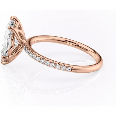 Inel de logodnă Jessamine din aur Rose 14kt cu moissanite tăietură marquise – Montură pavé rafinată pentru profil înalt | Personalizează și configurează gratuit online [5]