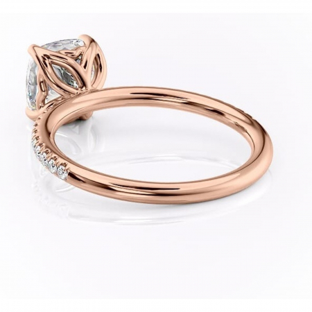Inel de logodnă Jessamine din aur Rose 18kt cu moissanite tăietură pernă – Montură pavé rafinată pentru profil înalt | Personalizează și configurează gratuit online [3]