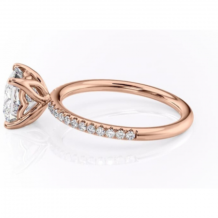 Inel de logodnă Jessamine din aur Rose 18kt cu moissanite tăietură princess – Montură pavé rafinată pentru profil înalt | Personalizează și configurează gratuit online [5]