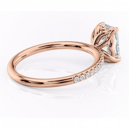 Inel de logodnă Jessamine din aur Rose 14kt cu moissanite tăietură radiantă – Montură pavé rafinată pentru profil înalt | Personalizează și configurează gratuit online [2]