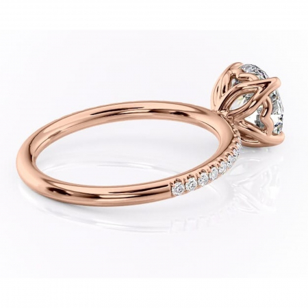 Inel de logodnă Jessamine din aur Rose 14kt cu moissanite tăietură rotundă – Montură pavé rafinată pentru profil înalt | Personalizează și configurează gratuit online [2]